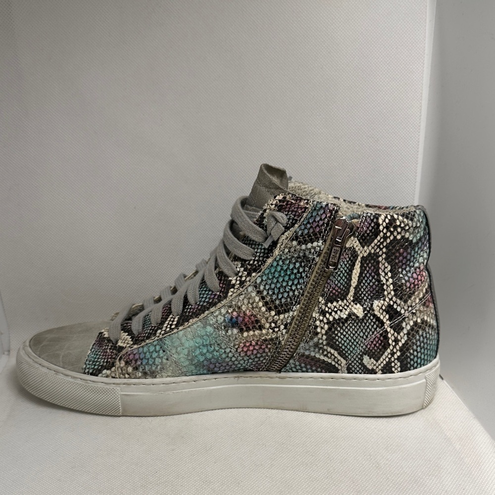 P448 Star Snakeskin Embossed & Grey Suede Hidden Heel High Top Sneaker Sz EU 38 - Picture 11 of 16